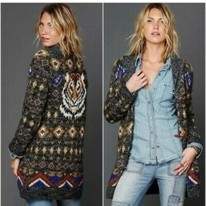 Free People Mascot Tiger Gray Wool Cardigan Coat